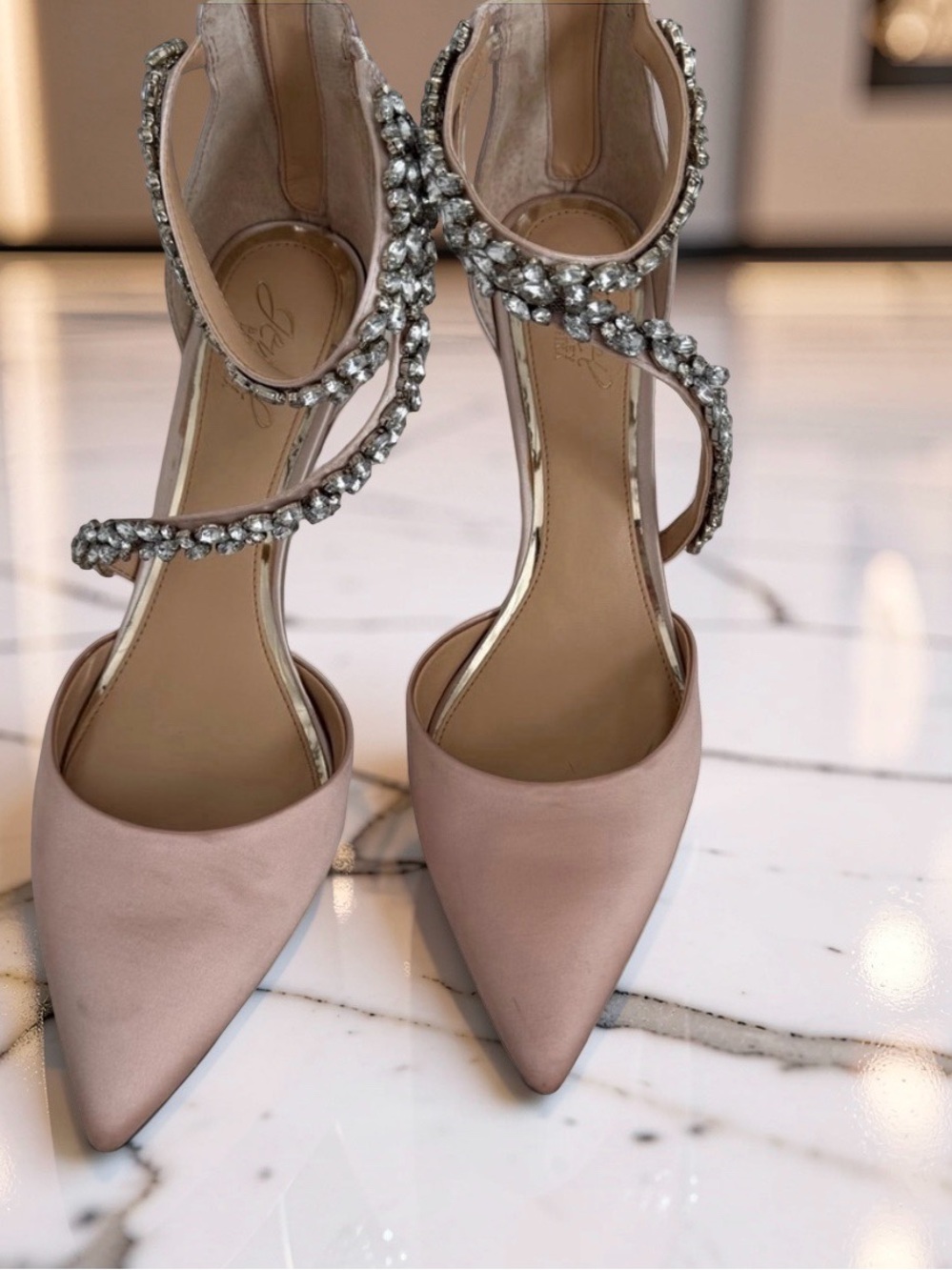 Badgley Mischka Blush Heels with Sparkling Straps size 11